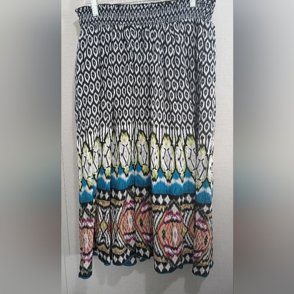 Just My Size Patterned Maxi Skirt 1X Black, Blue, Green Aztec Bohemian Flowing - Picture 1 of 13